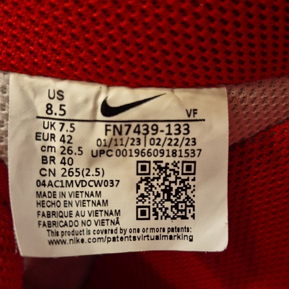 Nike Air Force '07 1 Sail/University Red AF1 Men's Basket Ball sz. 8.5 (#1715) - Picture 14 of 16